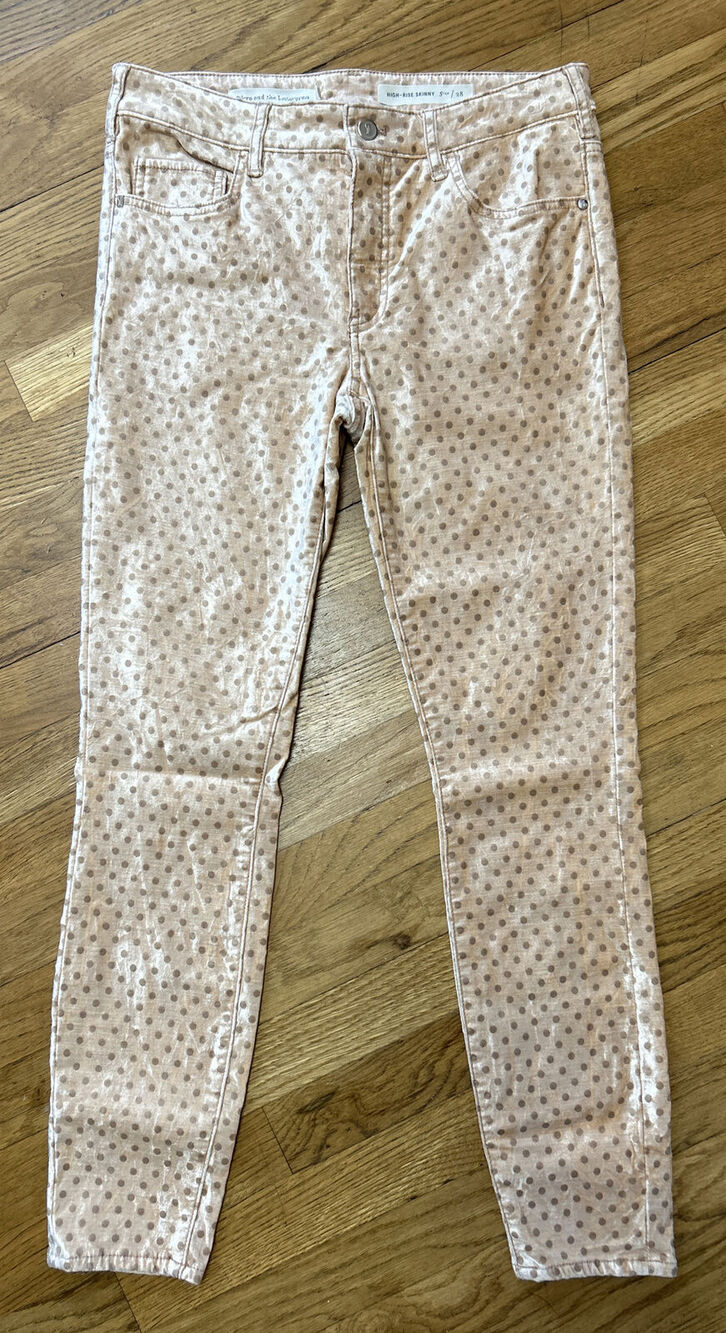 womens PILCRO and the letterpress velvet High-Rise SKINNY pants DOTS sz 28 *C9